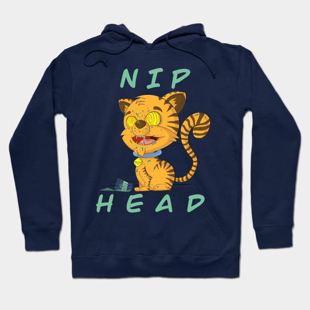 Cat High On Catnip (Nip Head) Hoodie by JessicaErinArt